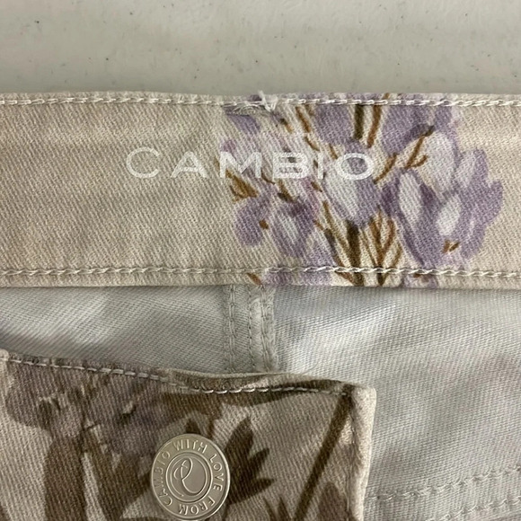 Cambio Paris Easy Kick Print Jeans Lavender Floral Straight Leg Ankle Sz 34 US 2 - Picture 7 of 12